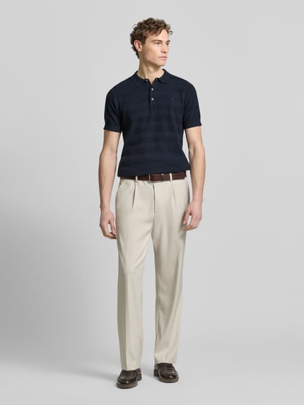 LERROS slim fit poloshirt met gestikt logo Marineblauw - 1
