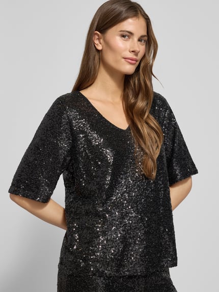 ICHI Blusenshirt mit V-Ausschnitt Modell 'FAUCA' Black 3