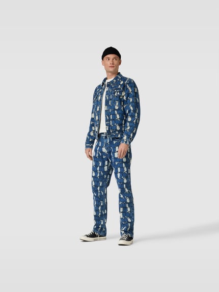 Billionaire Boys Club Jeansy o kroju straight fit z wzorem na całej powierzchni Jeansowy niebieski 1