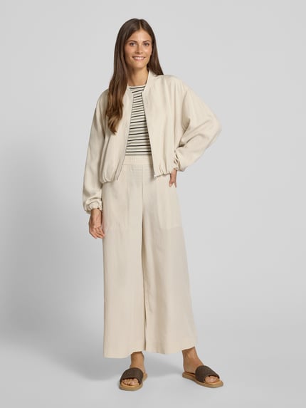 Marc O'Polo Wide leg culotte van een mix van lyocell en linnen Zand - 1