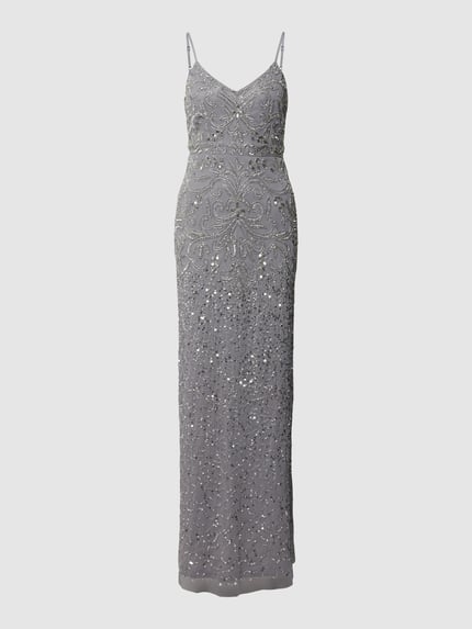 Lace & Beads Avondjurk met pailletten Zilver - 2