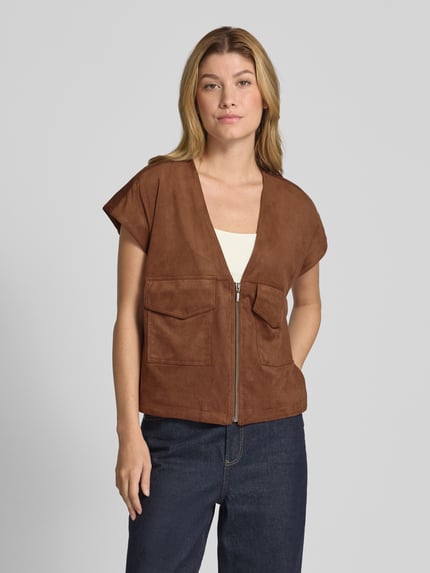 Christian Berg Woman Gilet in leerlook Donkerbruin - 4