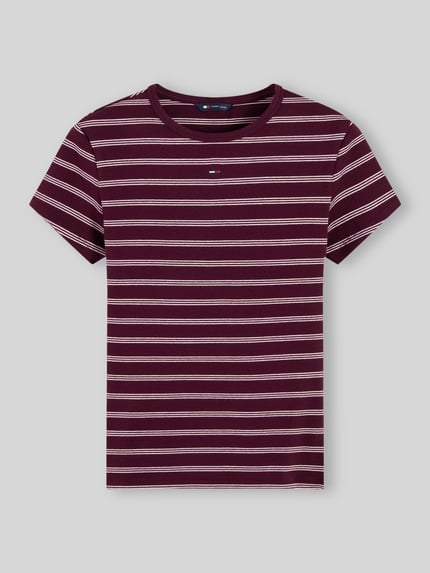Tommy Jeans Slim Fit T-Shirt aus Baumwoll-Mix  Bordeaux 2