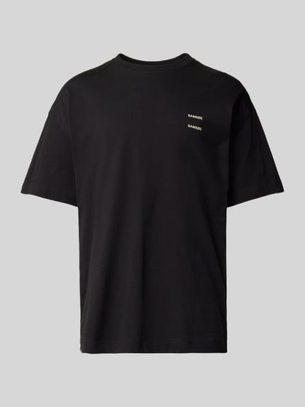 Samsøe Samsøe Oversized T-shirt met geribde ronde hals, model 'JOEL' Zwart - 1