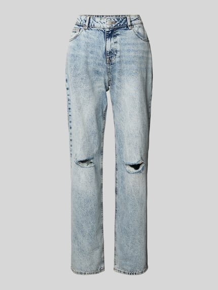 REVIEW Straight leg jeans in destroyed-look Bleu - 2