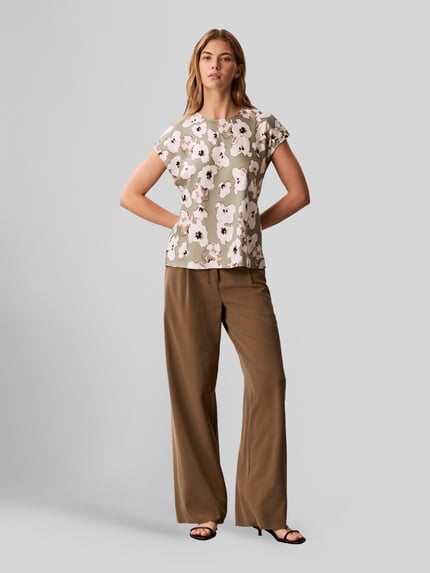 Calvin Klein Womenswear Blusentop mit Allover-Muster Khaki Melange 1
