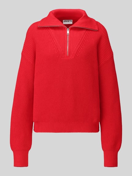 Jake*s Casual Loose fit schipperstrui van puur katoen Kersenrood - 2