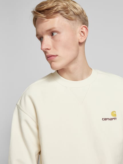 Carhartt Work In Progress Sweatshirt mit Label-Stitching Offwhite 3