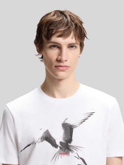 HUGO Regular Fit T-Shirt aus reiner Baumwolle Weiss 3