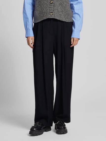 LeGer Loose fit stoffen broek met bandplooien model 'Cassidy' Zwart - 4