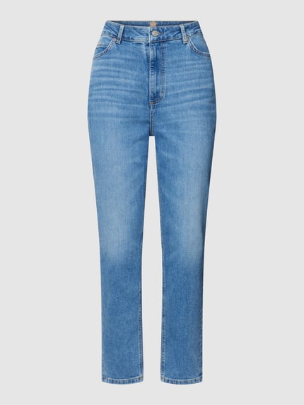 BOSS Jeansy o kroju straight fit z detalami z logo model ‘RUTH’ Jeansowy niebieski 2