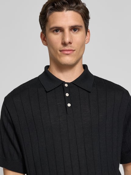 Forét Poloshirt mit gerippten Abschlüssen Modell 'ASTERN' Black 3