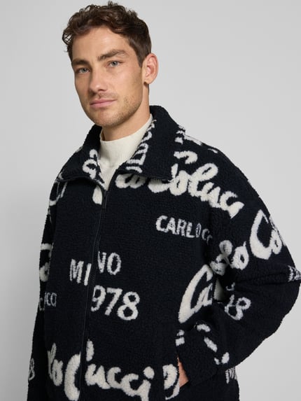 Carlo Colucci Oversized Teddyjacke mit Reißverschluss Black 3