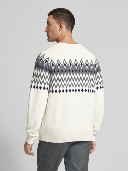 Christian Berg Men Regular Fit Strickpullover mit Kaschmir-Anteil Offwhite 5
