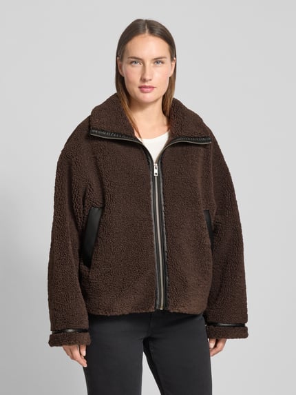 Jake*s Casual Jacke aus Teddyfell mit Eingrifftaschen Dunkelbraun 4