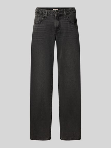 Produktfoto, gerade geschnittene schwarze Straight Fit Jeans aus Baumwoll-Mix Modell 'SUPERLOW' von Levi's®, Damen Wide & Loose Fit Jeans