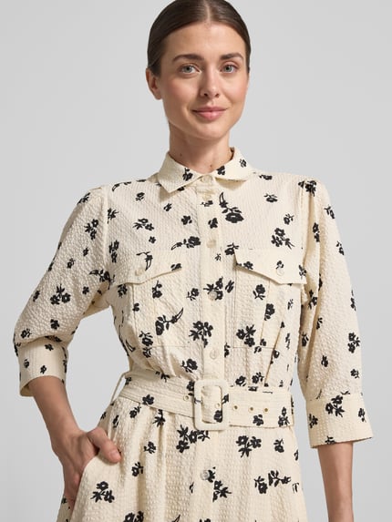 Essentiel Antwerp Tailliertes Blusenkleid mit strukturierter Oberfläche Modell 'JIZO' Offwhite 3