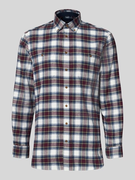 Christian Berg Men Regular Fit Freizeithemd mit Button-Down-Kragen Bordeaux 2