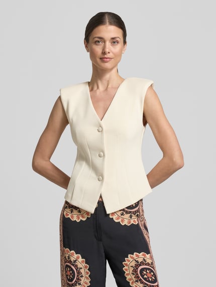 VERO MODA Slim Fit Top mit Knopfleiste Modell 'SCARLET' Beige 4