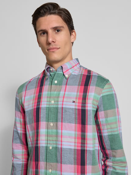 Tommy Hilfiger Regular Fit Freizeithemd aus Baumwoll-Leinen-Mix Rot 3