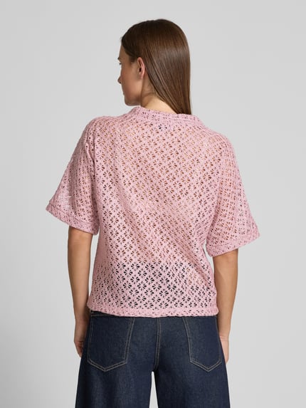 MORE & MORE Strickpullover mit Lochstickerei Rose 5