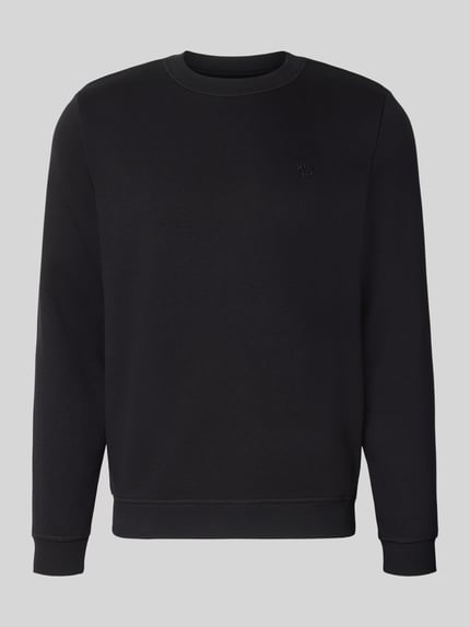 Produktfoto, Sweatshirt aus Baumwoll-Mix von MCNEAL in Schwarz mit Rundhalsausschnitt, gerippten Abschlüssen und Label-Stitching, lockere Passform