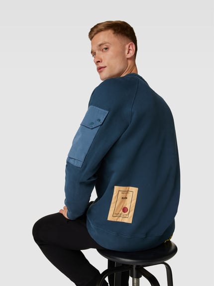 Ten C Bluza o kroju oversized z bawełny Niebieski 3