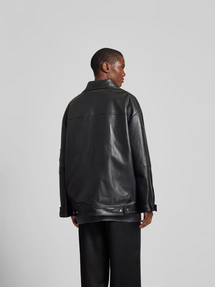 Nanushka Oversized jack in lederlook Zwart - 5