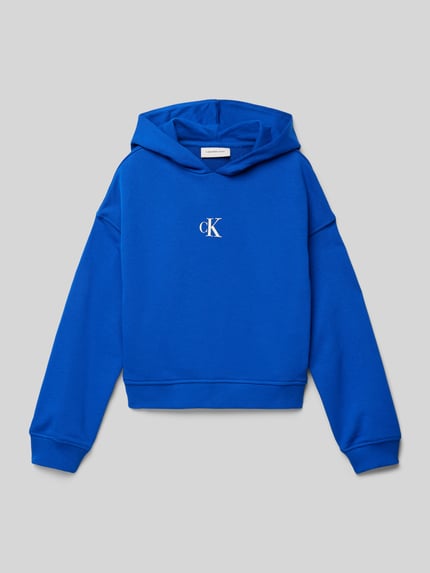 Calvin Klein Jeans Bluza z kapturem o pudełkowym kroju Królewski niebieski 1