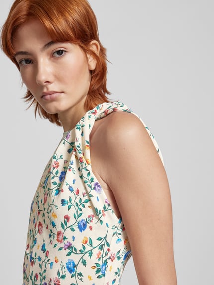 Rabanne Knie-lange jurk met bloemenmotief Ecru - 3