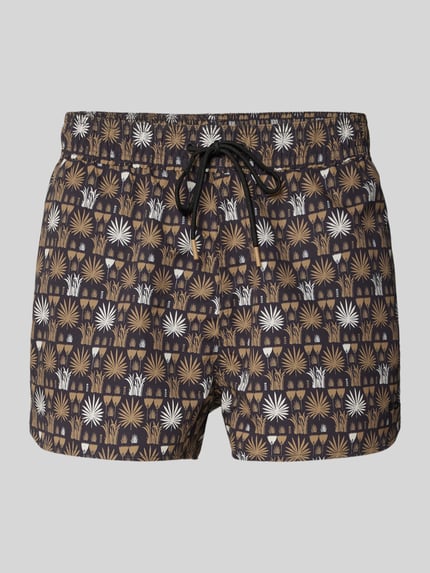 BOSS Regular Fit Badeshorts mit Allover-Muster Modell 'CALA' Mittelbraun 1