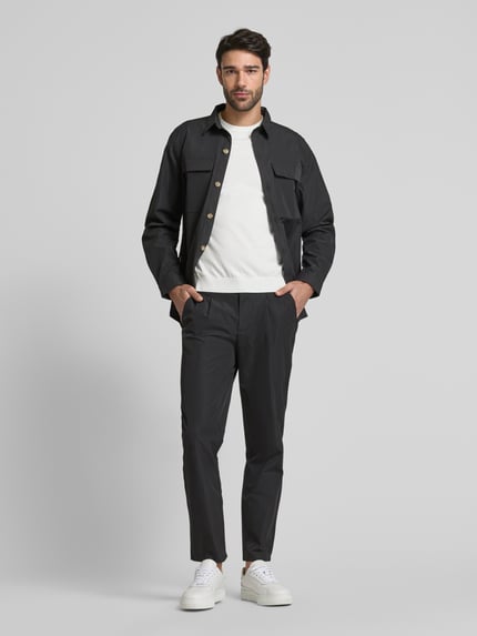 Colours & Sons Tapered fit chino met bandplooien Zwart - 1