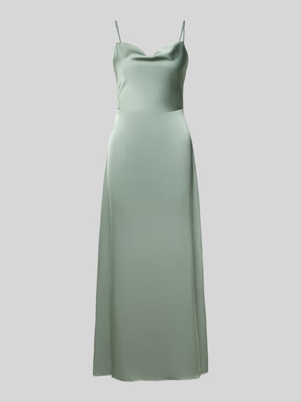 Produktfoto, Regular Fit Midikleid mit Rückenausschnitt Modell 'Ravenna' od Vila, satyna, cienkie ramiączka, zamek błyskawiczny, długość tyłu w rozmiarze 36: 117 cm, szerokość w rozmiarze 36: 33 cm