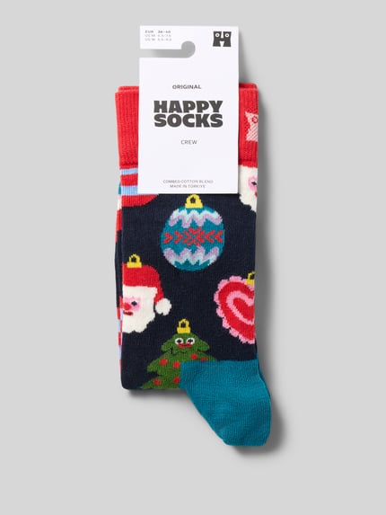 Happy Socks Skarpety z bożonarodzeniowym nadrukiem z motywem Ciemnoniebieski 3