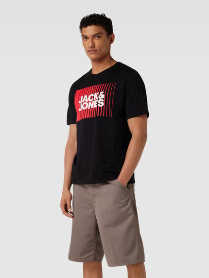 JACK & JONES t-shirt z nadrukiem z logo model 'CORP' Czarny 4