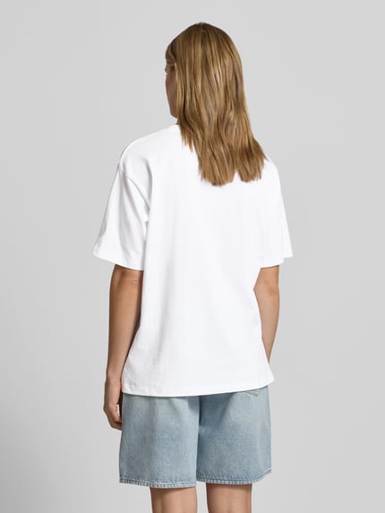 JJXX t-shirt o kroju loose fit z nadrukiem z motywem model 'MILLOW' Biały 5