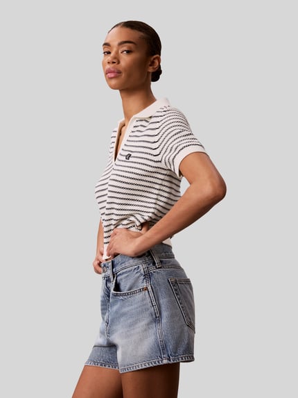 Calvin Klein Jeans Regular Fit Poloshirt aus Baumwoll-Mix in Strick-Optik Beige 1