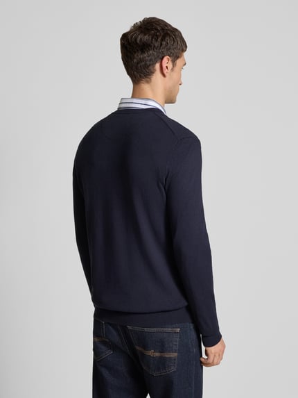 Scotch & Soda Gebreide pullover met logostitching, model 'CORE' Marineblauw - 5