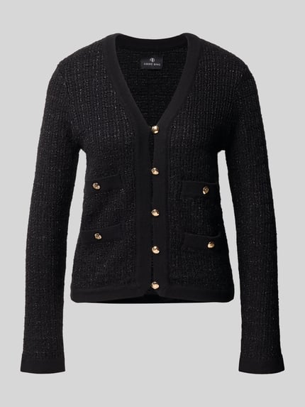 Anine Bing Cardigan mit goldfarbenen Zierknöpfen Modell 'Tessa' Black 2