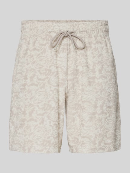Produktfoto, Relaxed Fit Sweatshorts mit Baumwoll-Anteil Modell 'CLEMENT' von Only & Sons, Optik:Allover-Muster, Frottee, elastisch, Tunnelzug, seitliche Eingrifftaschen