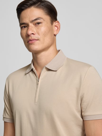 Selected Regular fit poloshirt van katoenmix, model 'FAVE' Beige - 3