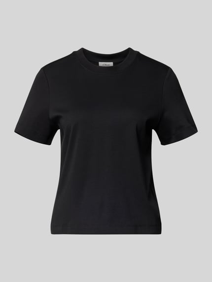 Produktfoto, Boxy Fit T-Shirt aus reiner Baumwolle von s.Oliver RED LABEL, czarny, jednolity kolor, krótki rękaw, okrągły dekolt, materiał bawełna