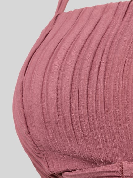 BOSS Bandeau-Bikinitop mit Plisée Falten Mauve 2