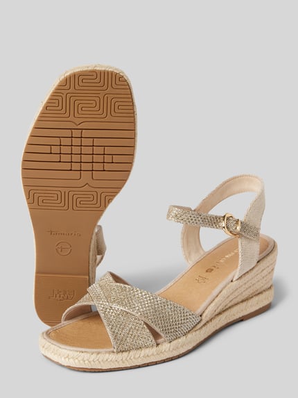 Tamaris Wedges in gevlochten look Goud gemêleerd - 4