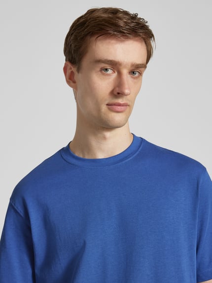MANGO T-Shirt mit geripptem Rundhalsausschnitt Jeansblau 3