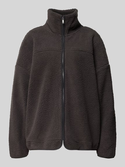 NOISY MAY® Fleecejack met opstaande kraag, model 'COZY' Antraciet - 2