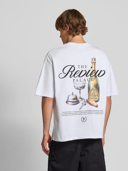 REVIEW Oversized T-Shirt mit Label-Print Weiss 5