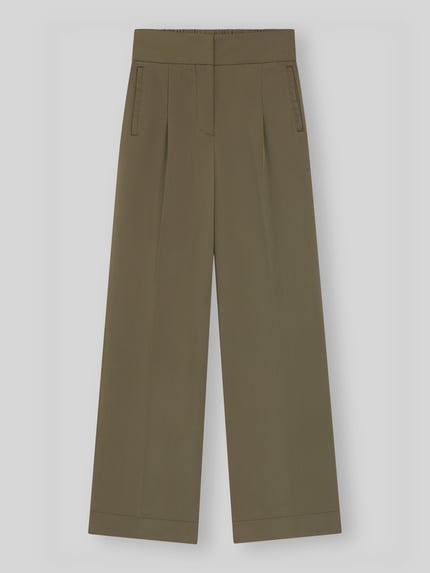 BOSS Orange Wide Leg Hose aus Viskose-Mix mit Bundfalten Oliv 2