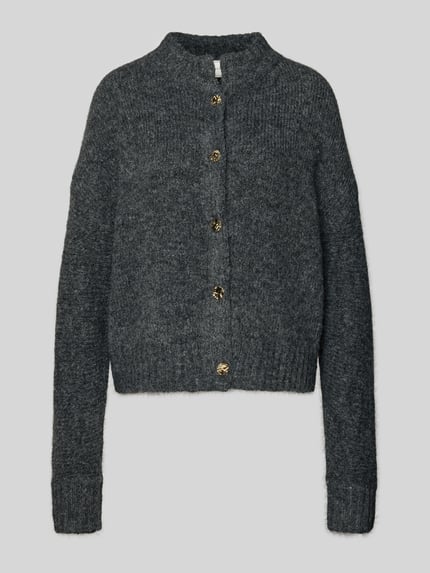 Neo Noir Relaxed fit gebreid jack met wol model 'Taura' Antraciet - 2