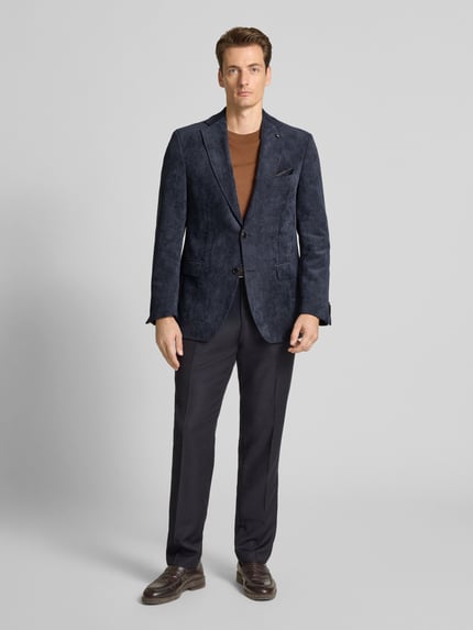 Carl Gross 2-knoops colbert met reverskraag, model 'Theo' Donkerblauw - 1